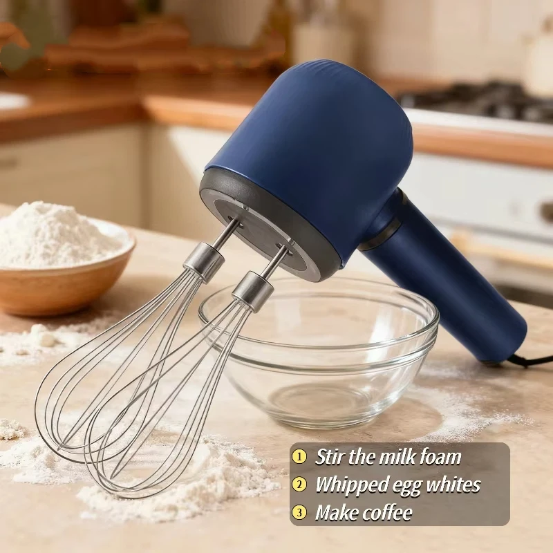 XIAOMI Akku-Handmixer, Twin-Stick, elektrischer Schneebesen, USB wiederaufladbar, handgehalten, elektrisches Mischen, 3-Gang-Ei-Schläger zum Backen