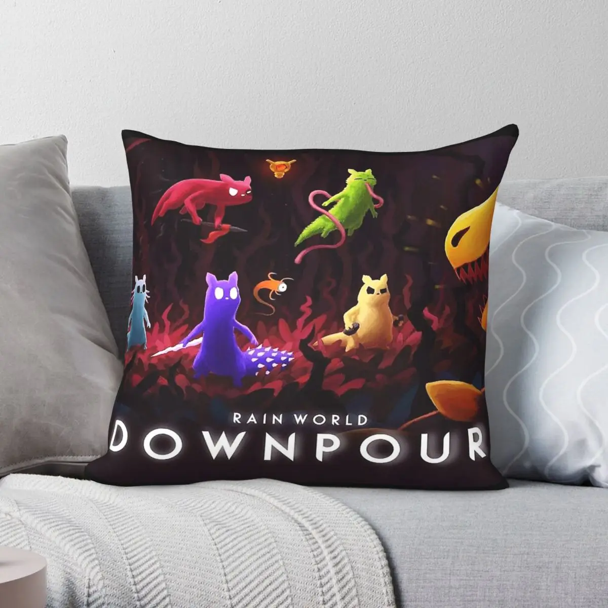 Rain World Downpour Cool Square Pillowcase Polyester Linen Velvet Creative Zip Decor Pillow Case Sofa Seater Cushion Cover