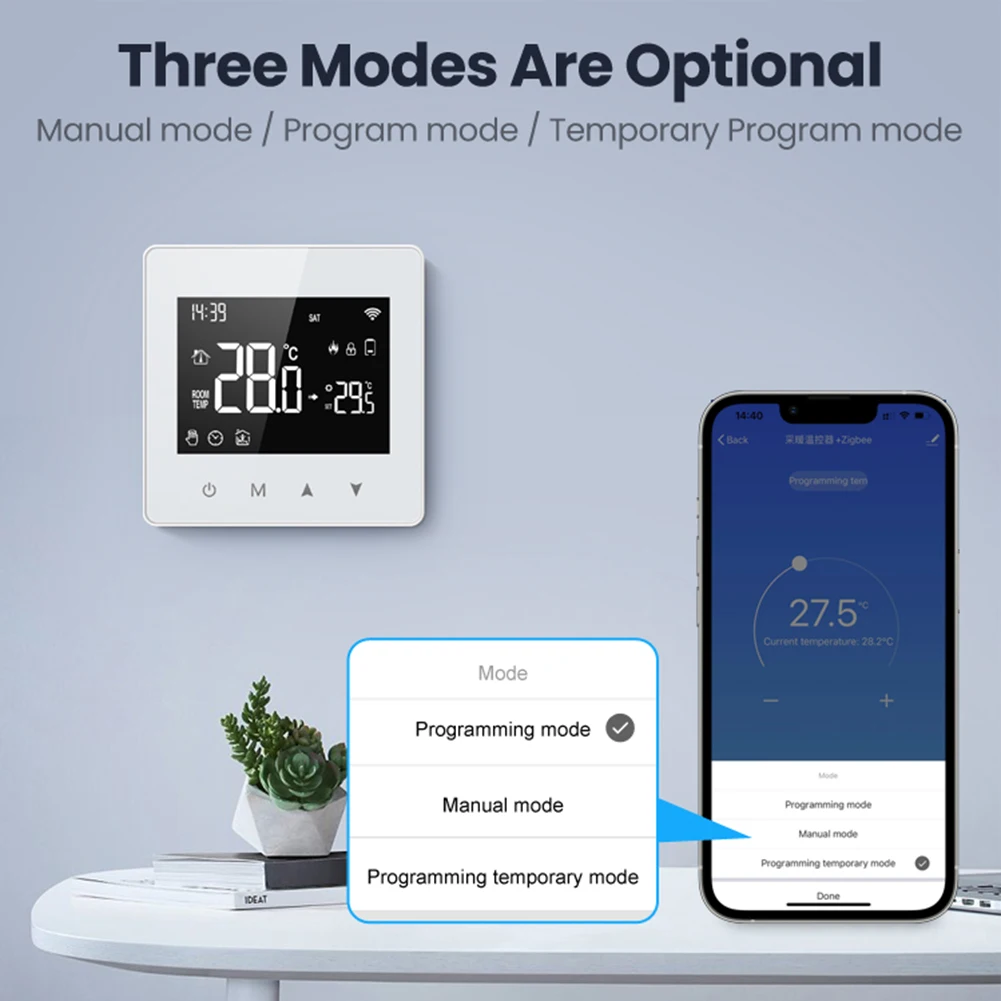 

Tuya Zigbee Thermostat Battery Powered Smart Home Wireless Thermostat APP Remote Control Work with Alexa Google Home Yandex