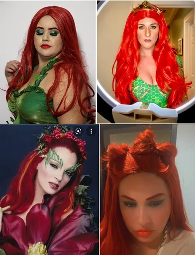 Movie Aquaman Mera Long Wavy Red Halloween Cosplay Wig Costume Party Synthetic Hair Women