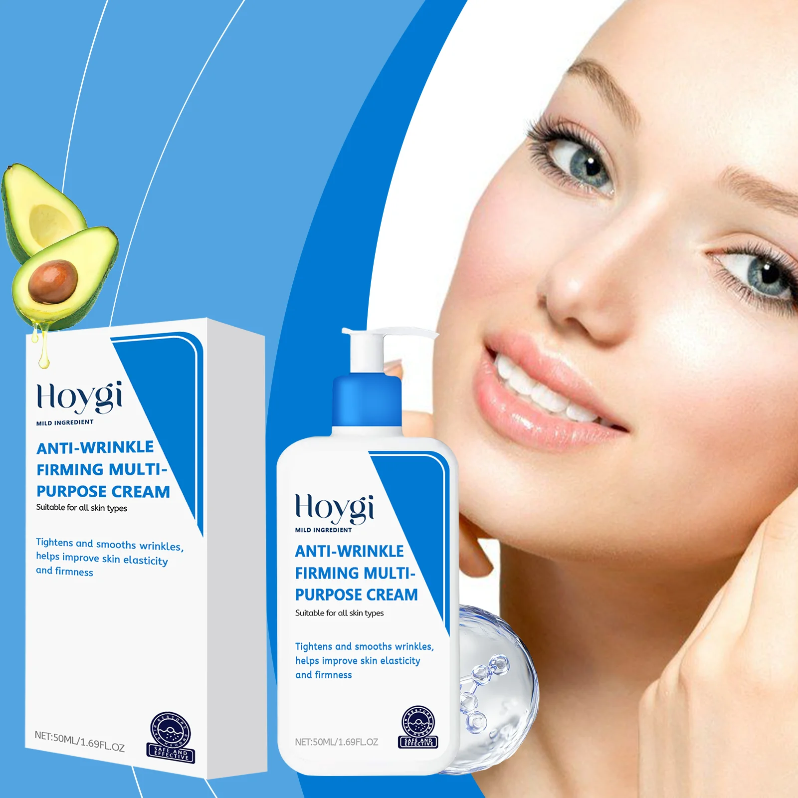 Crema de ácido hialurónico que reduce los poros, antiarrugas, nutritiva, hidratante, mejora la sequedad, elimina las líneas finas, crema Facial hidratante