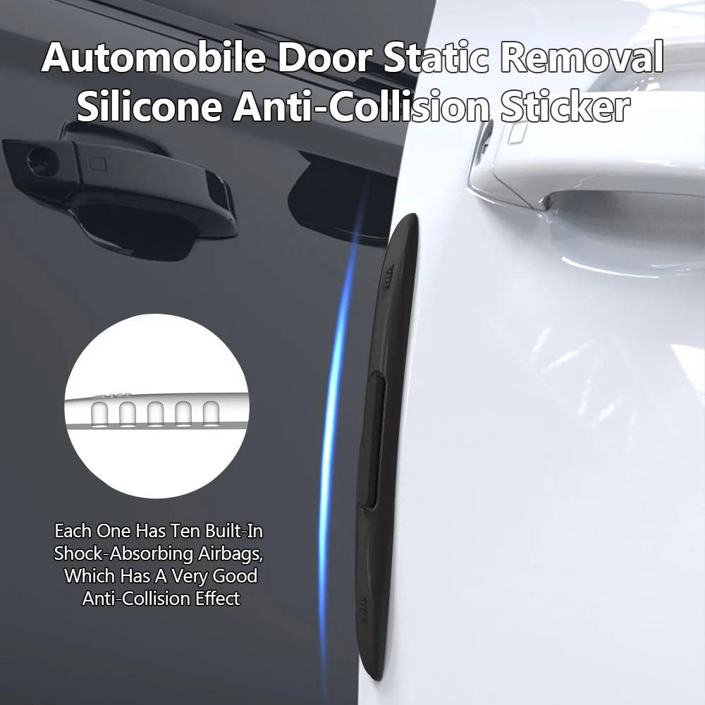 

Car Door Airbag Impact Strips 4PC Anti-Static Silicone Guard Protector Side Trim & Mirror Anti-Scratch Protection