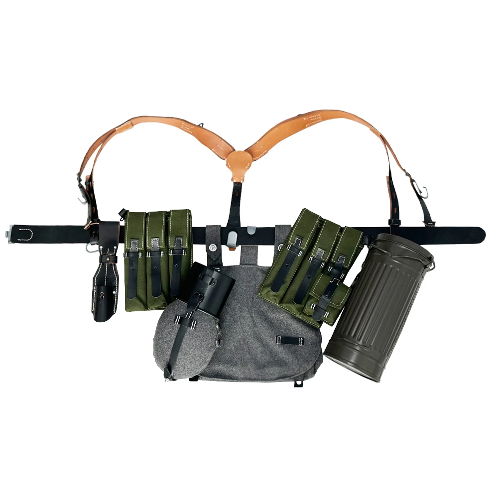 WW2 Combat Equipment, P38 P40 Pouch, Leather Combination, Soldier Gear Collection, War Reenactments, Tactical Backpack