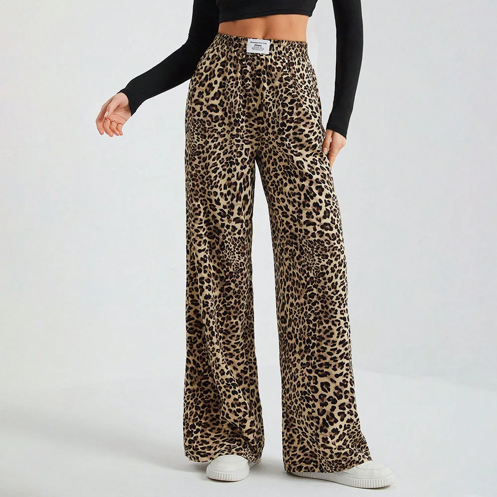 Trendy Classic Leopard Print Loose-Fit Wide-Leg Casual Pants Versatile Long Pants Cross-Border E-commerce Fashion