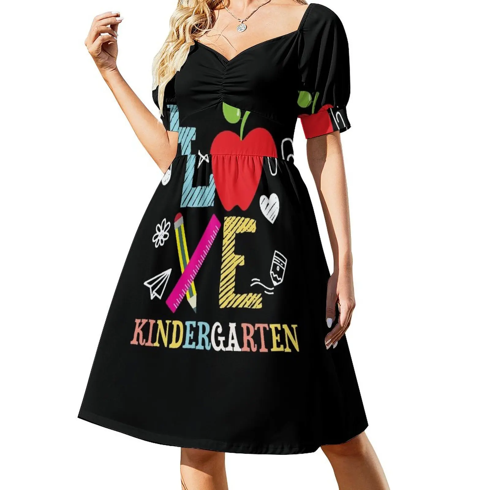 

Funny Kindergarten I Love Kindergarten Short Sleeved Dress elegant and pretty women's dresses summer clothes Summer skirt Dress