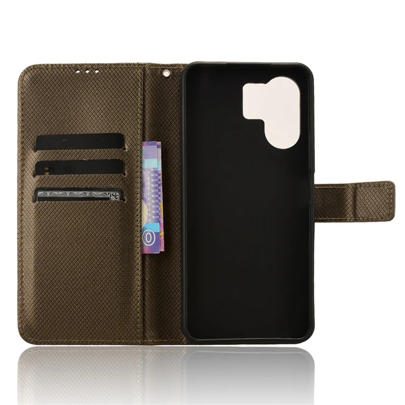 Capa estilo livro flip para Xiaomi POCO M6 5G, suporte de carteira, estojo titular para Redmi 13R, 13C, cor sólida com cordão, bonito