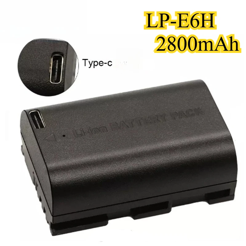 Batería de LP-E6H de 2800mAh para Canon 5D Mark IV 6D2 R5 R6 7D2 90D, reemplazo de energía de fotografía y vídeo de larga duración de alta capacidad