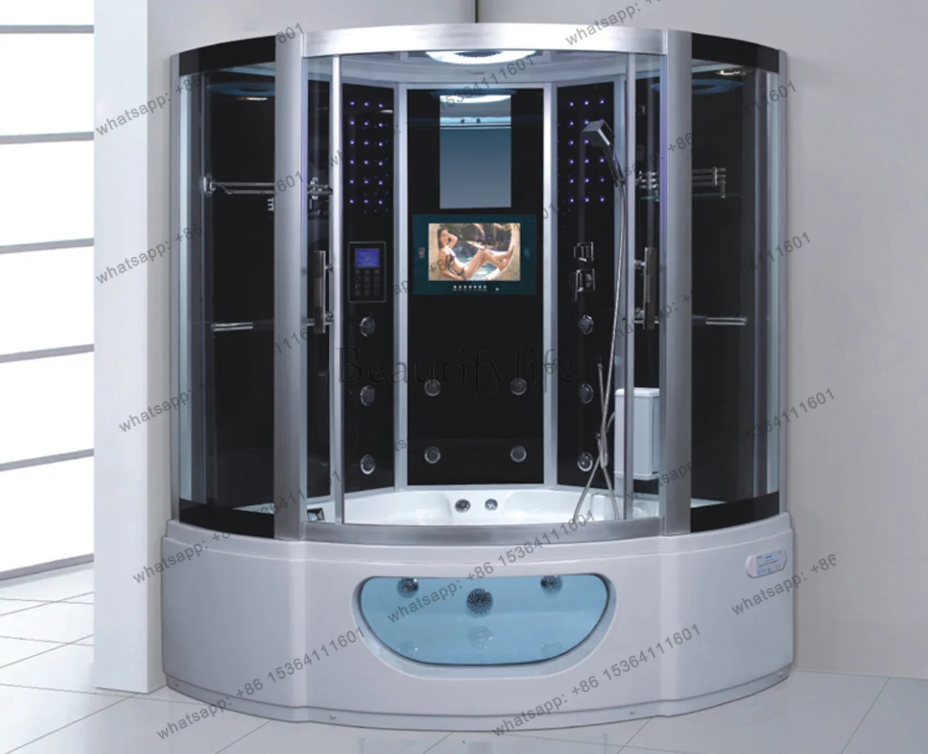 1500X1500X2150mm Double Person Bathroom Steam Shower Enclosure With TV Wi-Fi Starlink Connectionl Wet Sauna Room