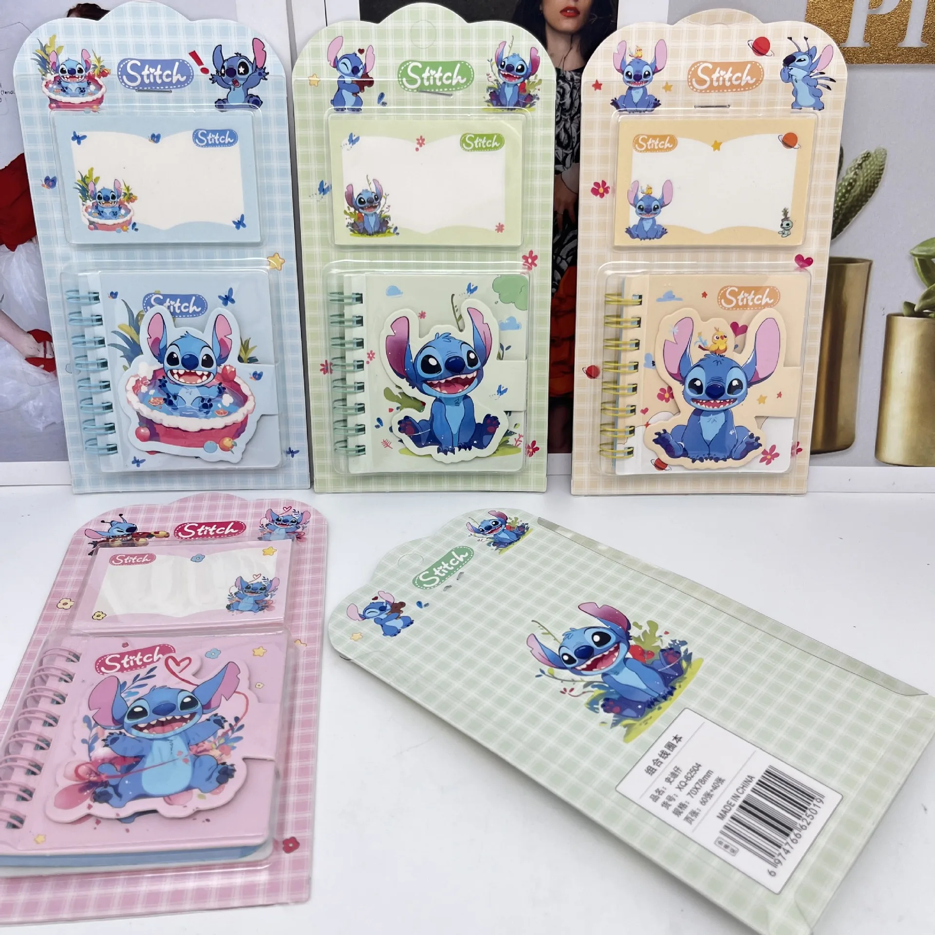 4/12pcs Disney Stitch Notebook Coil Notebook Combination Stationery Set Cute Student Portable Pocket Notebook Message Paper Gift