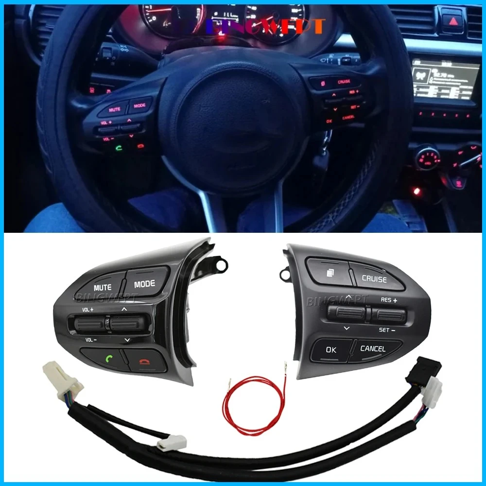 

Multi Function Steering Wheel Audio Cruise Control Buttons For KIA K2 RIO 2017 2018 2019 2020 2021 RIO X LINE With Backlight