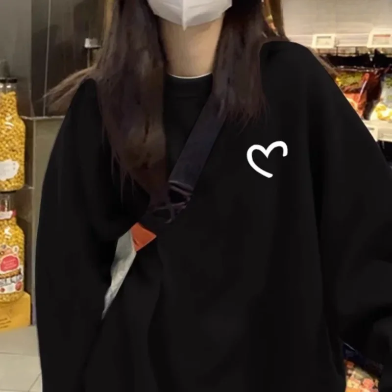 SKADE Floral Print T-Shirt Loose Fit Casual Sweatshirt Round Neck Autumn Winter Base Layer Korean Women's Clothing Sleeves To