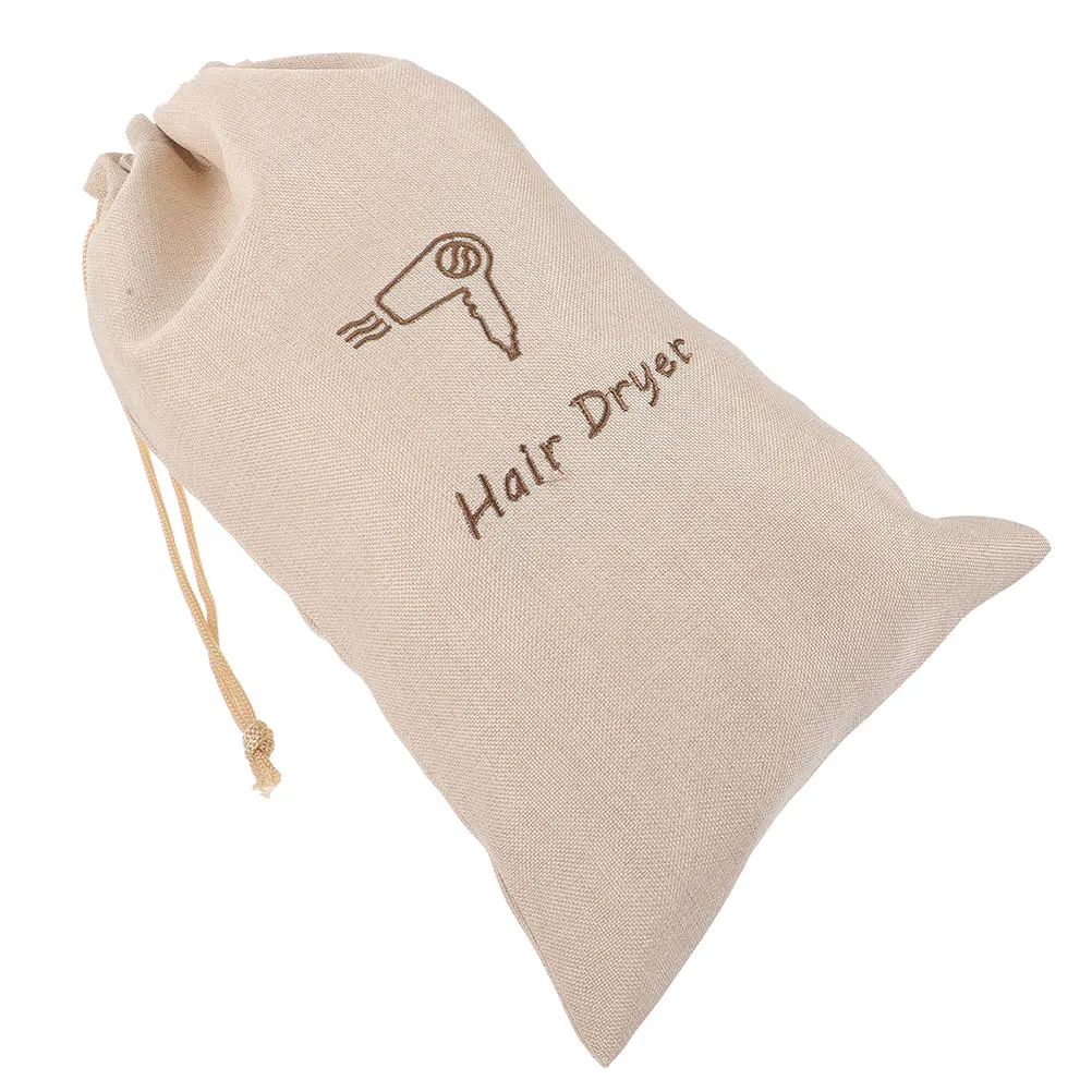 

Hair Dryer Storage Bag Linen Drawstring Bags Portable Travel Organizers Reusable Wear Resistant Washable Lightweight Sturdy
