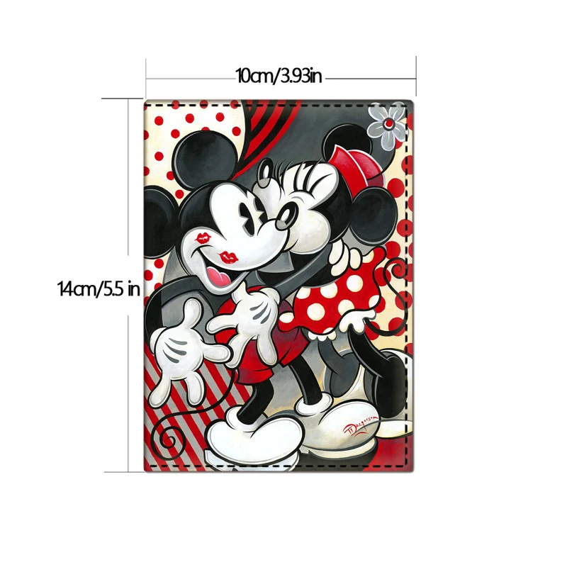 Funda de pasaporte de Minnie para mujer, tarjetero de viaje de dibujos animados de Disney, Cartera de cuero de Mickey para tarjetas de crédito,