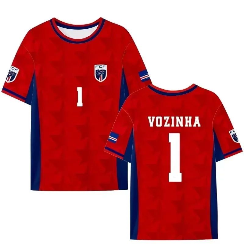 Unisex Cape Verde Goalkeeper Soccer Jersey Vozinha 1 Short Sleeve Regular Fit Cheer Support Fan Shirt
