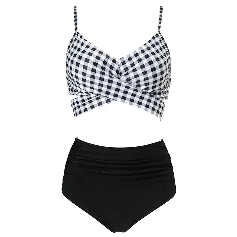 

Printing Swimming Suit for Women Sexy Hollow Out Bandage High Waist Bikini Set Swimwear Summer 2025 New Beachwear Bathing Suits