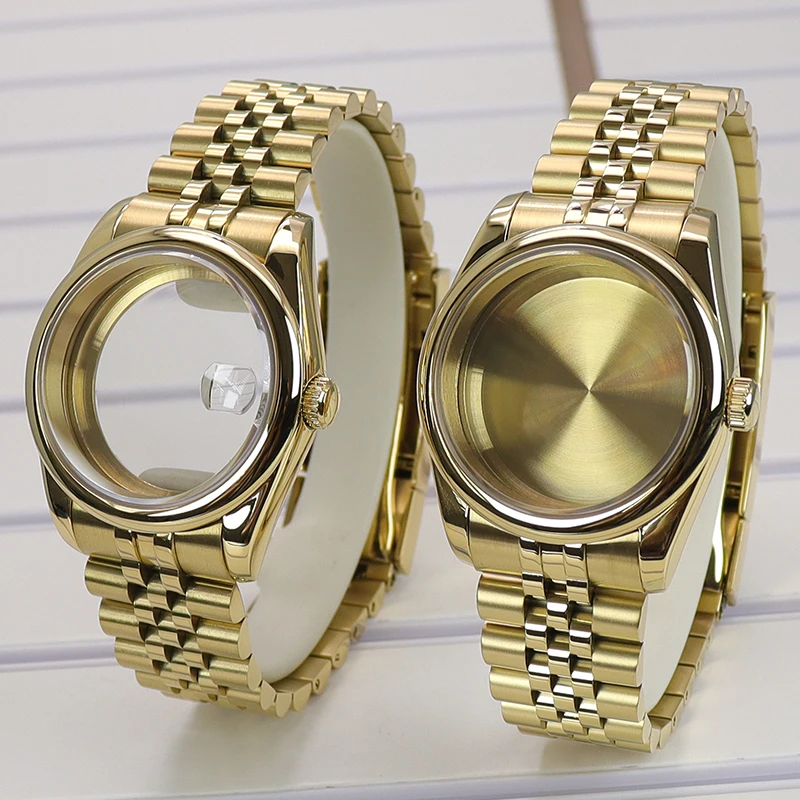 Gold 36mm/40mm Watch Case Jubilee Bracelet For Seiko NH34 NH35 NH36 NH38 Miyota 8215 Movement 28.5mm Dial Parts Oyster Perpetual