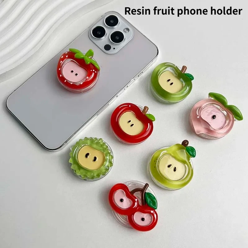 

Cute Fruit Series Phone Stand Resin Material, Strawberry Durian Folding Phone Stand Creative Decoration