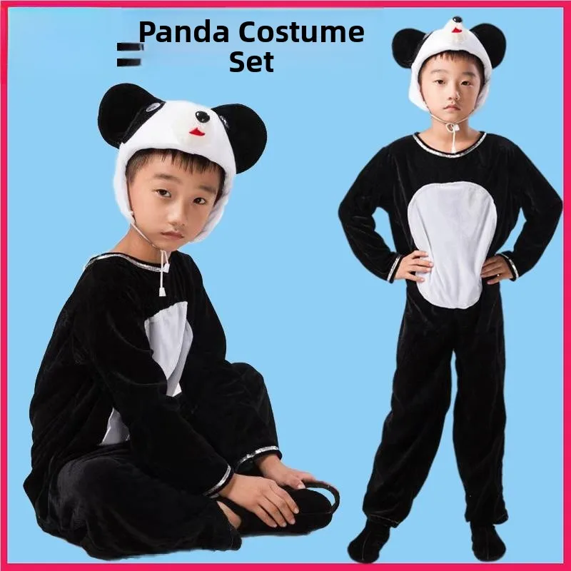 ชุดการแสดงเด็ก ชุดแฟนซีหมีแพนด้า ดีไซน์สัตว์ ชุดเต้นรำ ชุดหมีแพนด้าสำหรับการแสดง