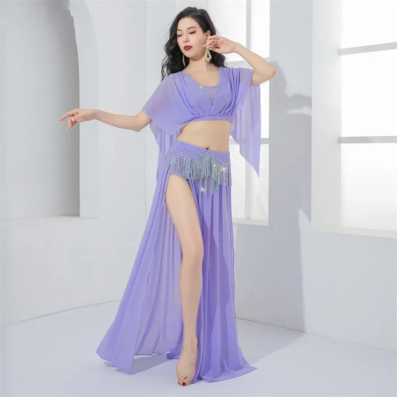 

Luxury Fringe Bellydance Costume Arabic Dance Caderines Sexy 2 Piece Sparkle Shine Rhinestone Skirt Oriental Outfit Comepetition