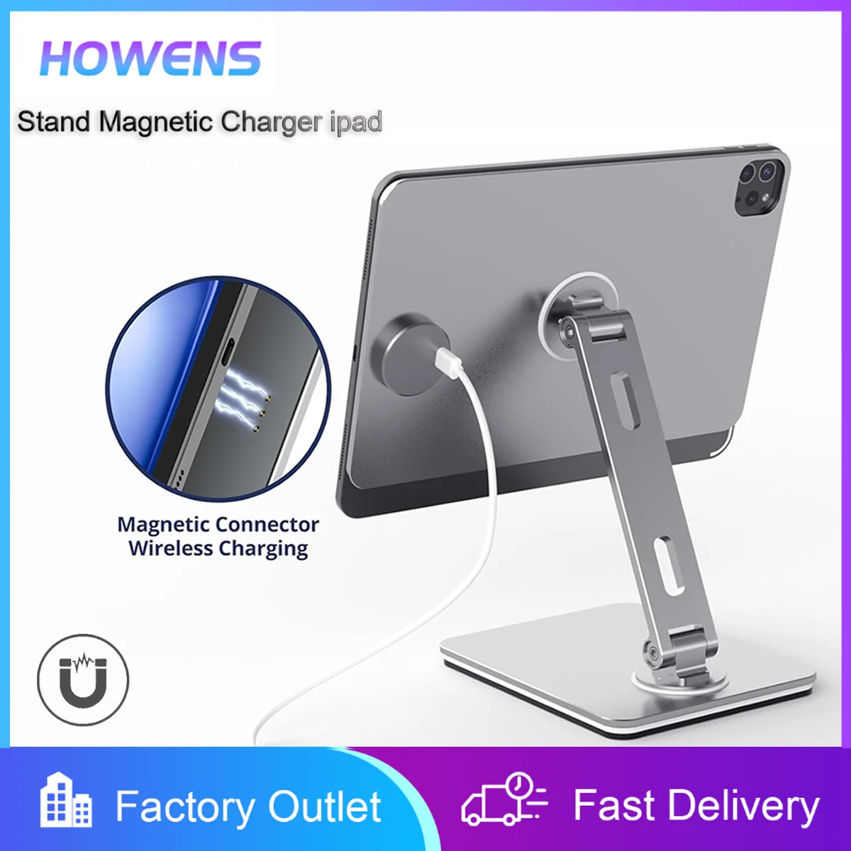 Tablet 2in1 Magnetic Rapid Charge Stand Rotate 360 Free Angle Adjustment Fits Various Needs Foldable and Portable For iPad Pro