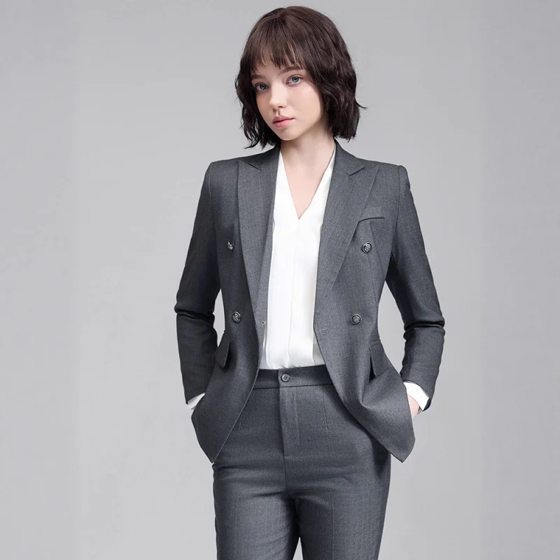 Autumn and winter women's blazer, professional attire, formal wear, smart casual fashion, Korean style, commuter short slim-fit
