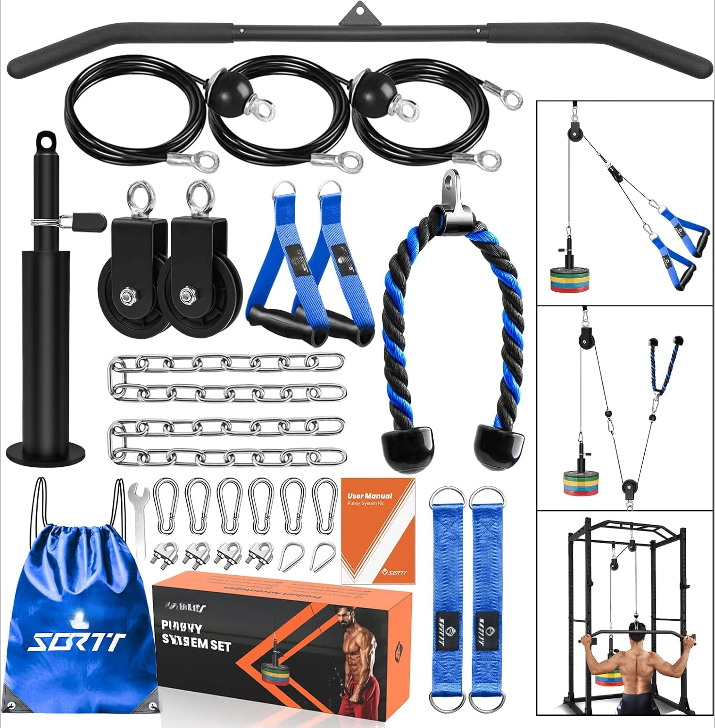 Sistema de polea Gimnasio en casa, Sistema de polea Entreniento tríceps para tracción LAT,Sistema polea