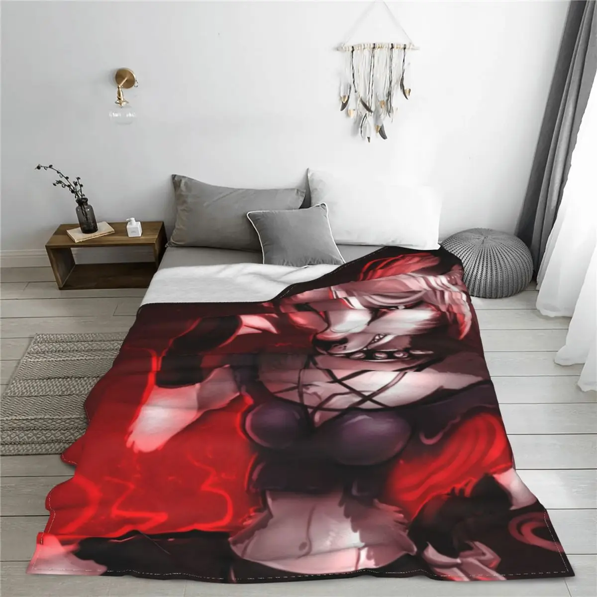 Helluva Boss Loona Blanket Anime Loona Verosika Mayday Wool Vintage Warm Throw Blankets for Chair Covering Sofa Decoration