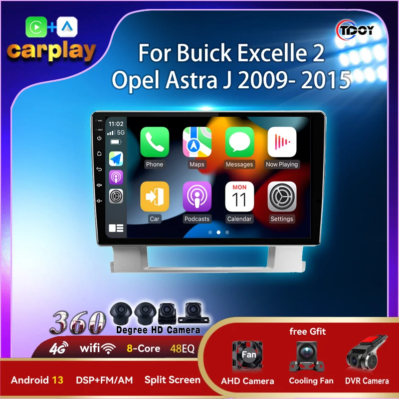 

Автомагнитола Carplay, автомагнитола Android с Bluetooth для Buick Excelle 2 2009-2015 Opel Astra J 2009-2015, авторадио FM AM