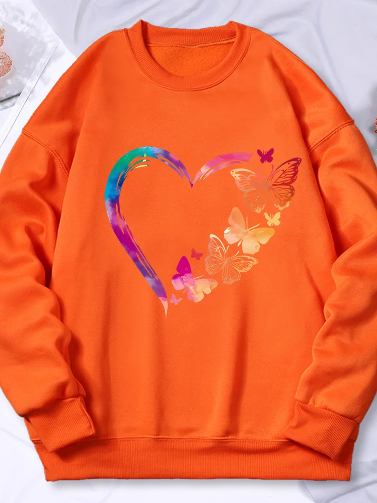 The Love Strung Together By Butterflies Printing Hoodies Woman Autumn Warm Hoodie Street Casual Hoody Loose Fleece Sportswear