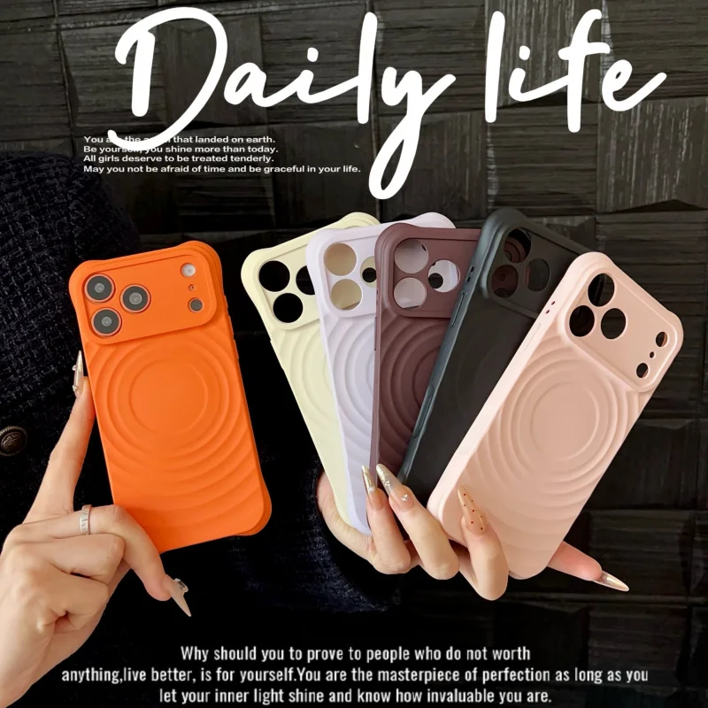 

Fine Hole Wave Magnetic Style-Applicableiphone17PromaxTrendy phone caseiPhone15proMagnetic Type16ProAdvanced Sense14Magnetic Att