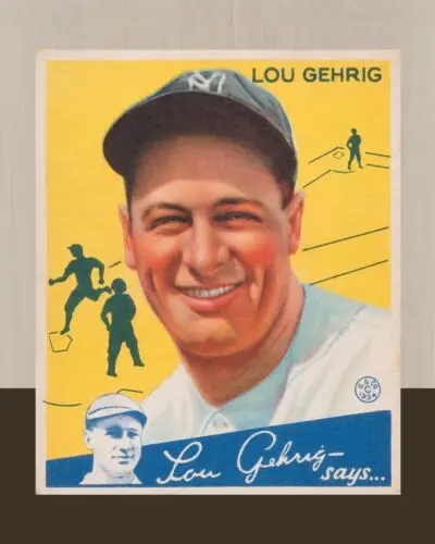 Lou Gehrig Baseball Card  16 x 20 Baseball Art Rare Poster Vintage 1930s