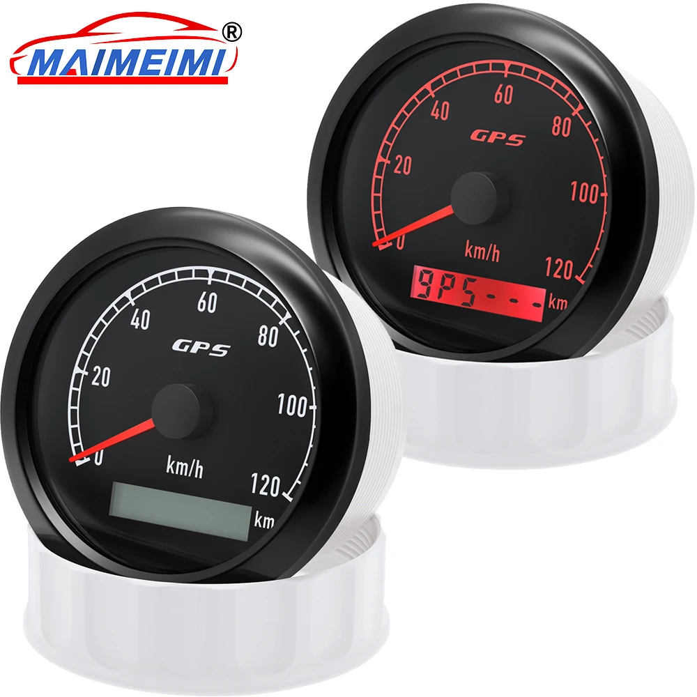 80mm Digital Pointer GPS Speedometer 7 Colors LED  Backlight Moto Boat Car Truck Speed Gauge Meter 0-120KMH with GPS Antenna