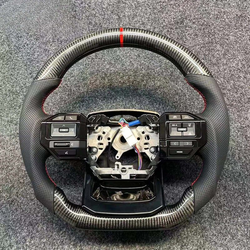 For Toyota Prado Land Cruiser LC Alphard Hilux Crown Modified Carbon Fiber Steering Wheel Assembly With Steering Wheel Horn Cove