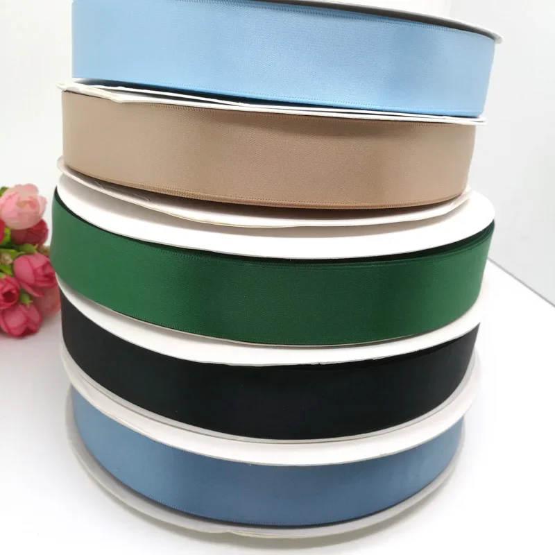 (100Yards) Wholesale 6/9/13/16/25/38/50mm Double Sided Satin Ribbon 100% Polyester Solid Satin Ribbon Tapes 42 Colors 790279