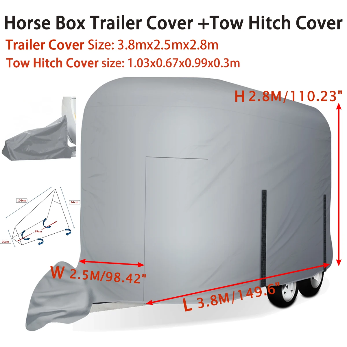 210D Horse Float Trailer Cover & Trekhaakafdekking Waterdichte zonwering UV-bestendig