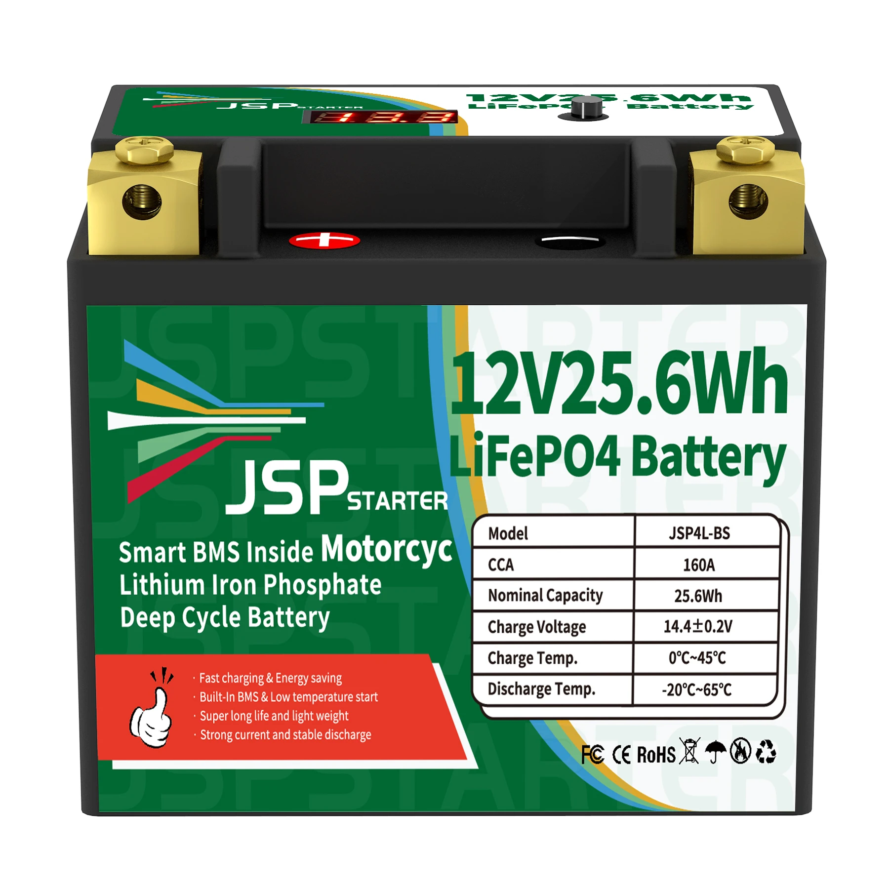 JSP4L-BS 12V 25.6Wh CCA 160A BMS Motorcycle Start Battery 12.8V Lithium iron Phosphate Scooter LiFePO4 Batteries YTX4L-BS YTX4L