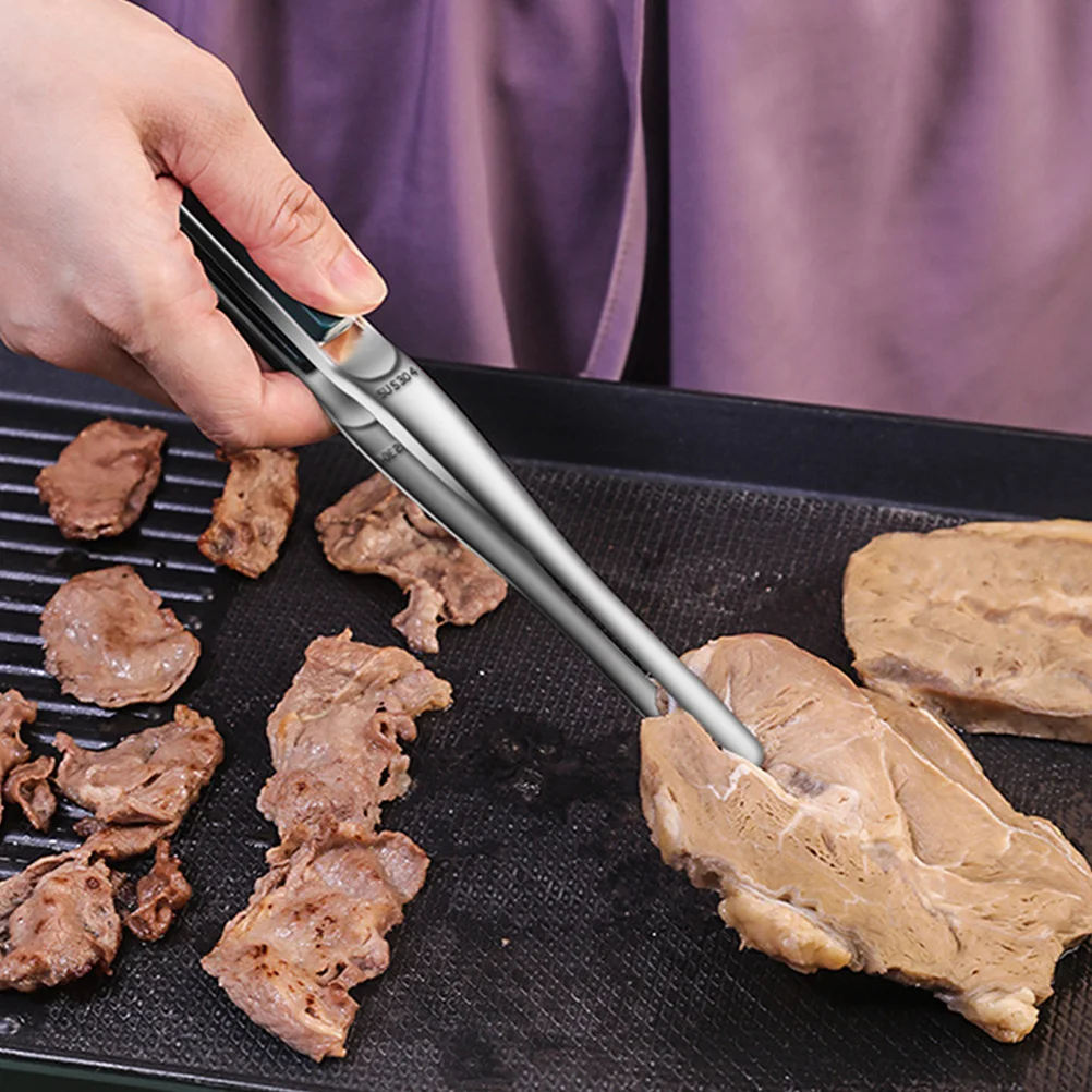 

1pc Sawtooth Steak Tong Stainless Steel Food Clamp For Kitchen Restaurant Barbecue Baking Bread Pasta Salad Fruit Clip Reusable