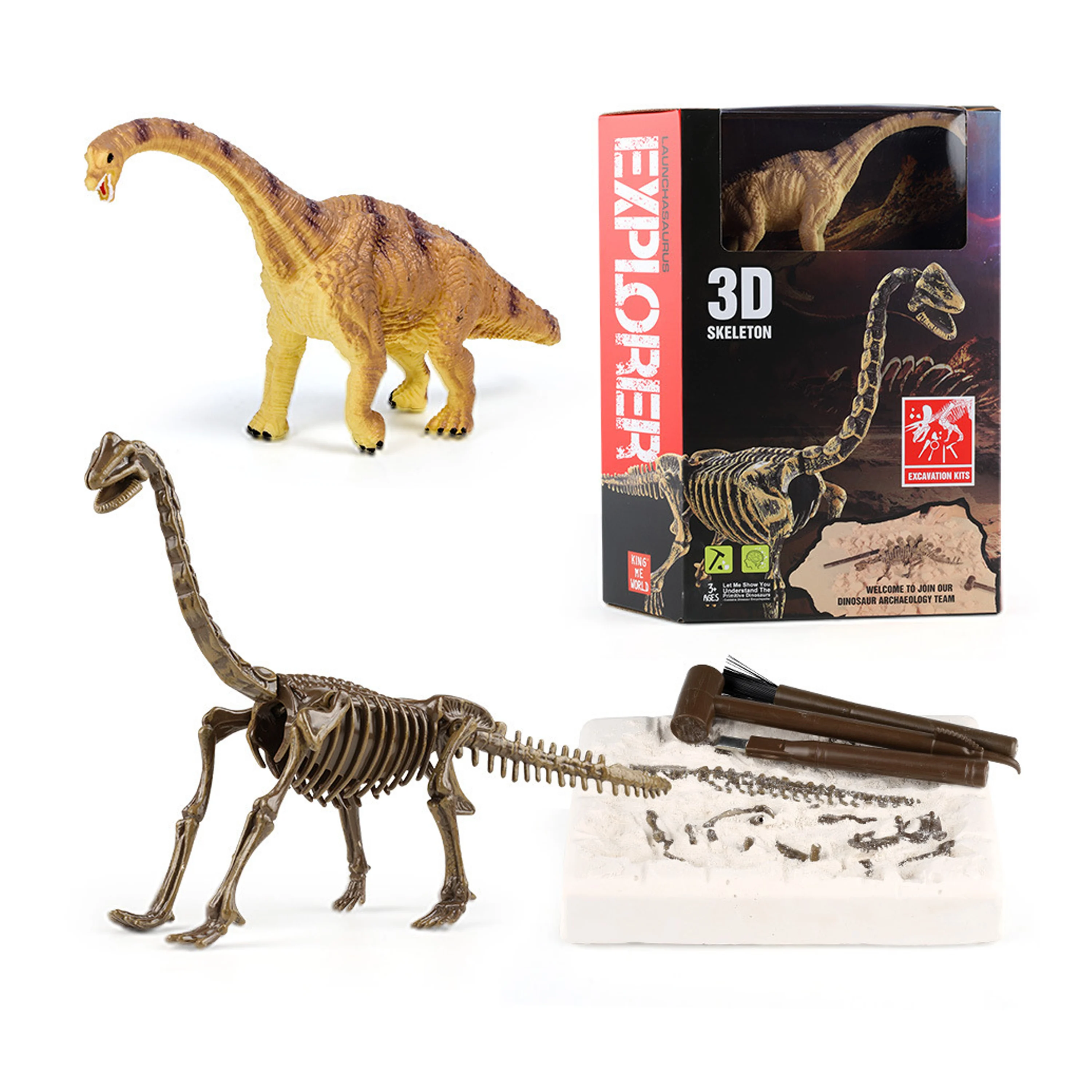 Brachiosaurus Dinosaur Fossil Excavation Toy Set with Tools&Finished Model–Great Educational STEM Gift for Kids, Top Selling Toy