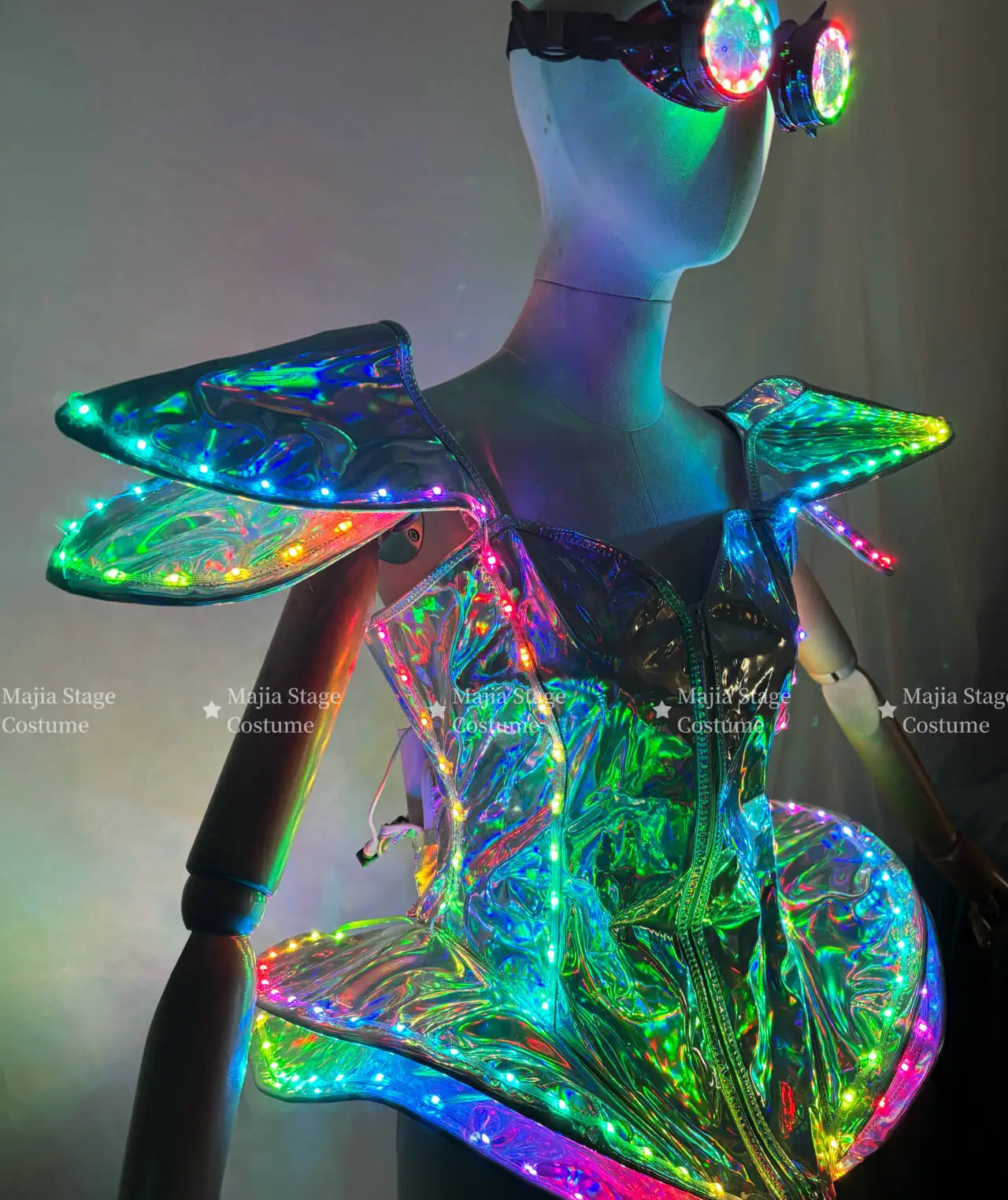 LED couleur blanc Laser Sexy une pièce scène Performance DS danse body discothèque Gogo Mini bulle LED robe
