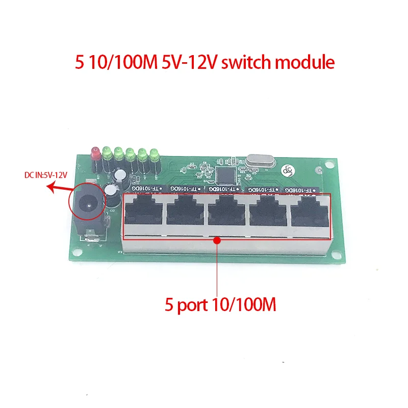 

Ethernet Switch industria 5port 10/100M network ethernet switch 5V/12V power input Temperature-40 to 75℃