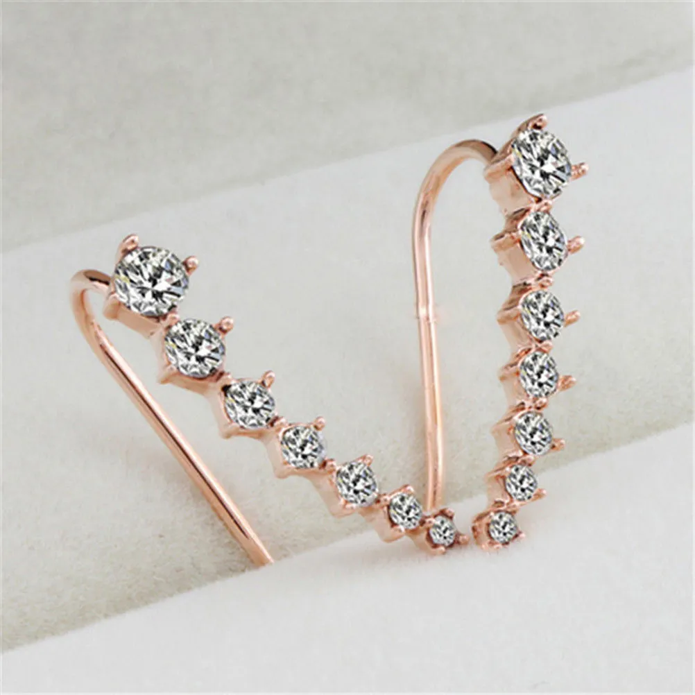 1Pair Exquisite Leaf-Shaped Rhinestone Earrings for Women Lightweight Comfortable Crystal Studs Perfect for Prom Wedding Party