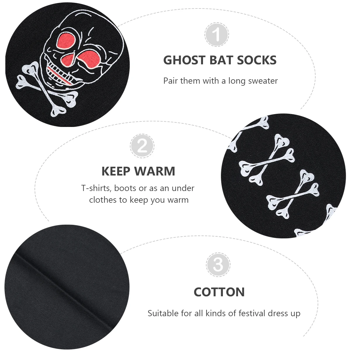 

1Pair Halloween Long Socks Skull Pattern Elastic Stockings for Women Festival Costume Party Leg Stockings Halloween Long Socks