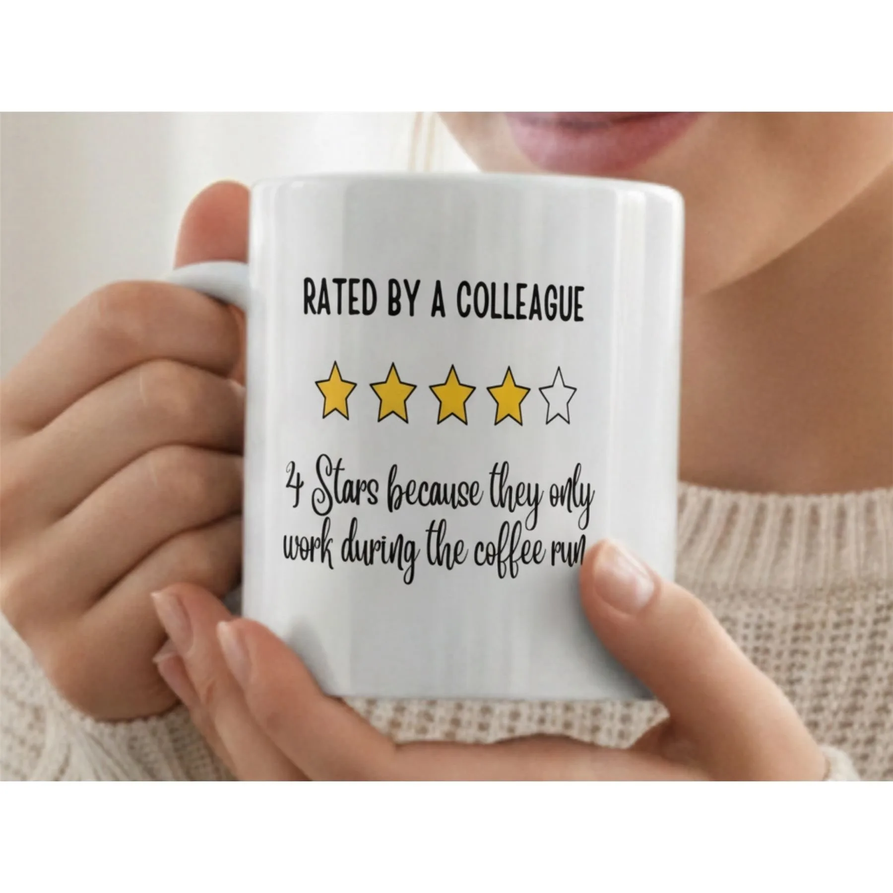 Funny Mug Rated by a Co-worker 4 Stars Coffee Quote Ceramic Mug 320ml White