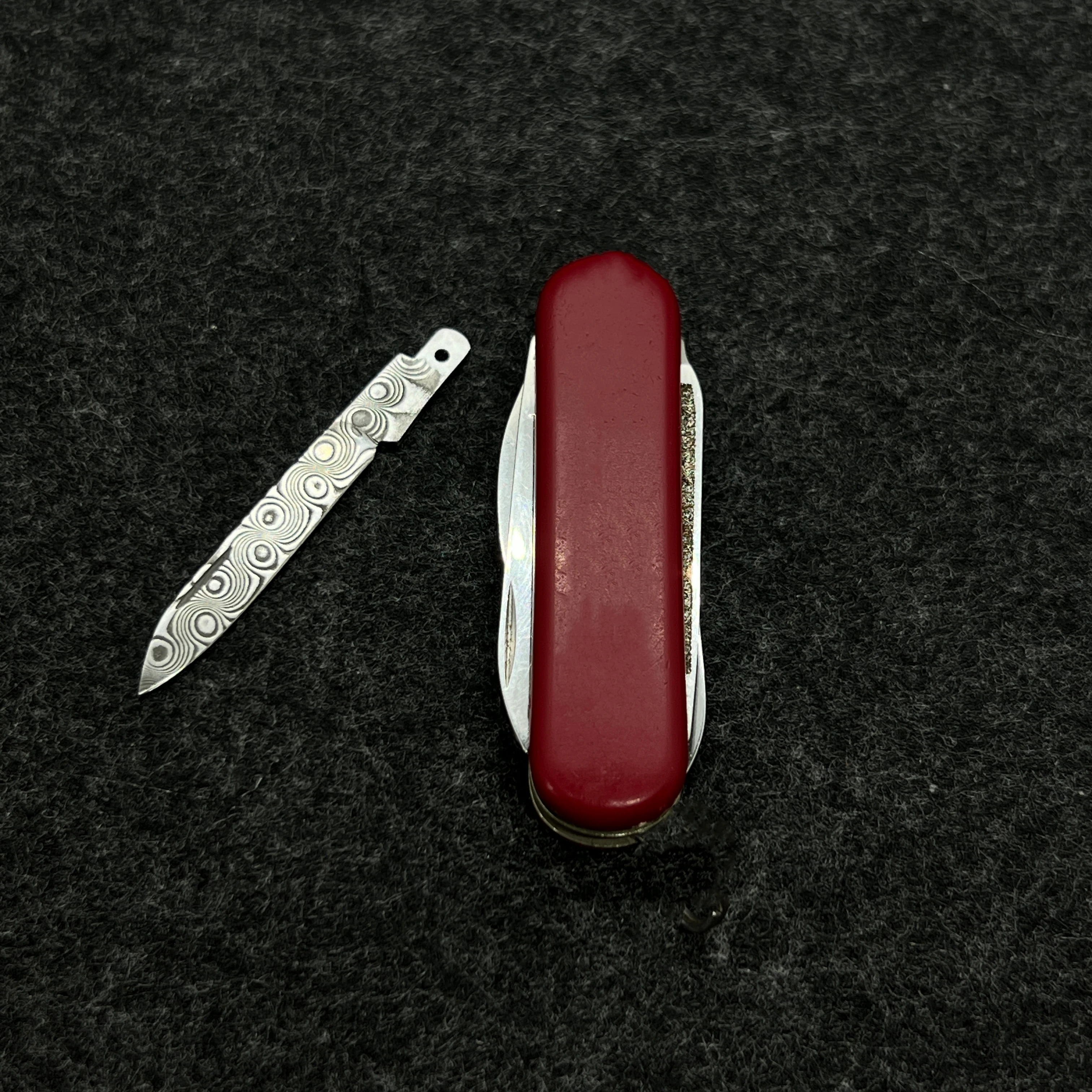 Damascus Powder Steel Replaceable Blade for handmade For 58mm Victorinox Swiss Army Knife Large Blade SAK DIY Accessories