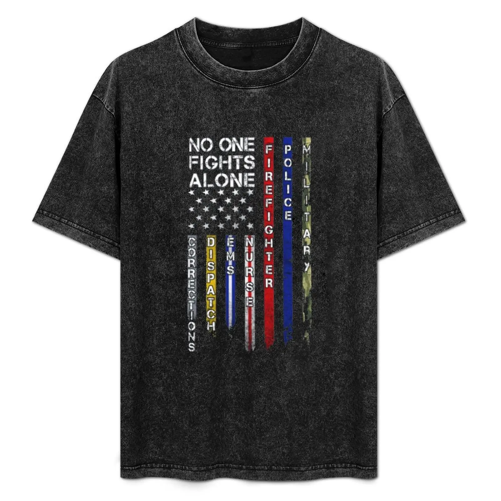 No one fights alone first responder tee shirt T-Shirt Comfort Stretch Tee Shirt