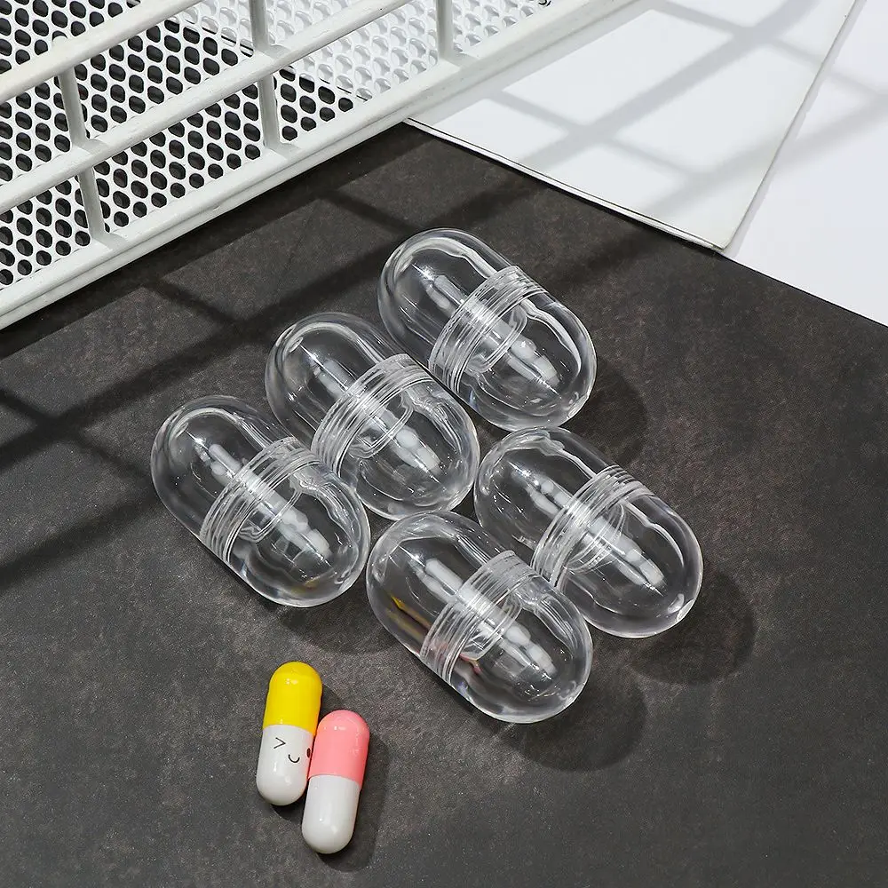 5Pcs/set Portable Empty Capsule Shell 3ml/6ml Hollow Clear Pill Case Plastic Bottle Tablet Medicine Splitters Holder Box