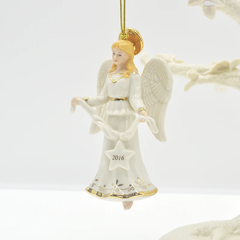 Party Decor Merry Chirstmas Lenox Ceramic Angel Figurine Home Desktop Ornament Christmas Tree Decoration Angle Pendant Gift