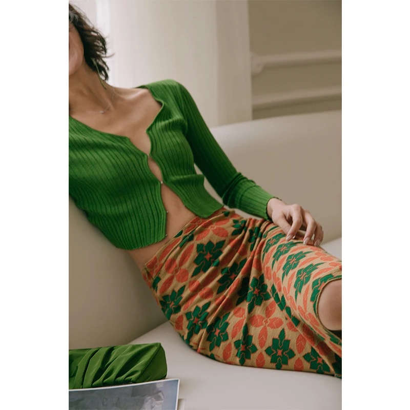 

Вязаный кардиган Rosebanks Early Spring Life в винтажном стиле с V-образным вырезом, ажурным узором и длинными рукавами