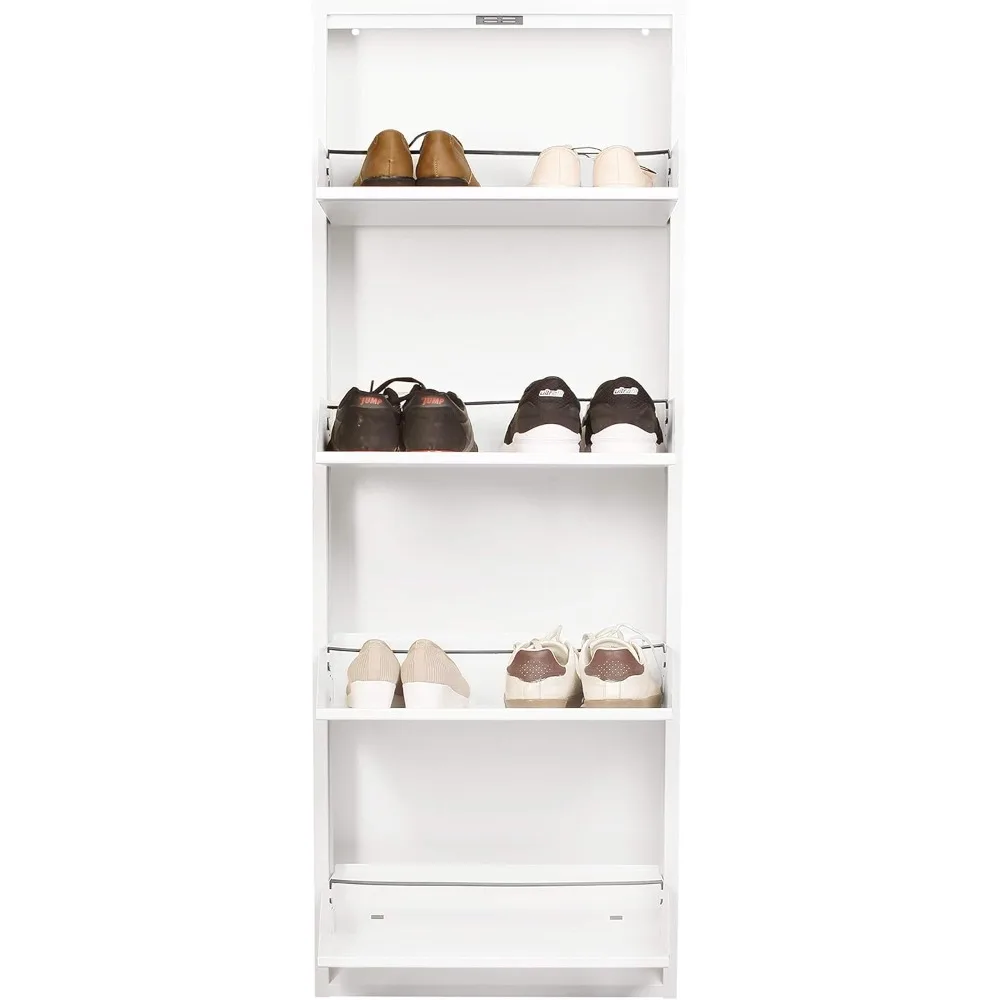 

contemporary shoe storage cabinet with 3 or 4 drawers and 3-4 tier rack in white