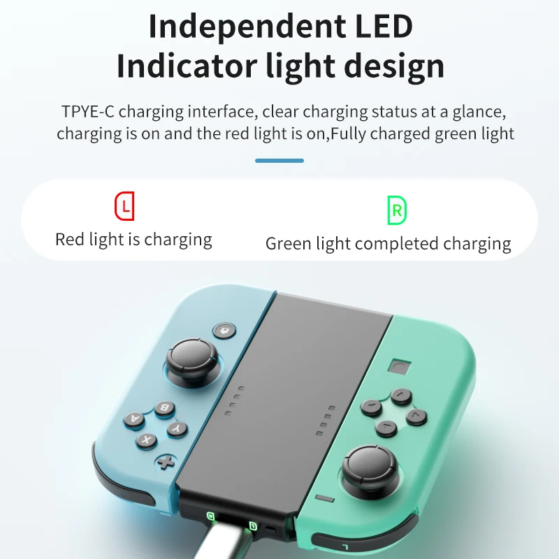 Aolion 미니 충전 도크 그립, C타입 포트 USB C, 닌텐도 스위치 조이콘 충전 스테이션, 닌텐도 스위치 액세서리